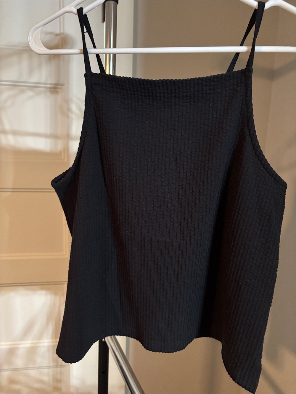 Madewell Black Ribbed Square-Neck Cami with Thin Straps